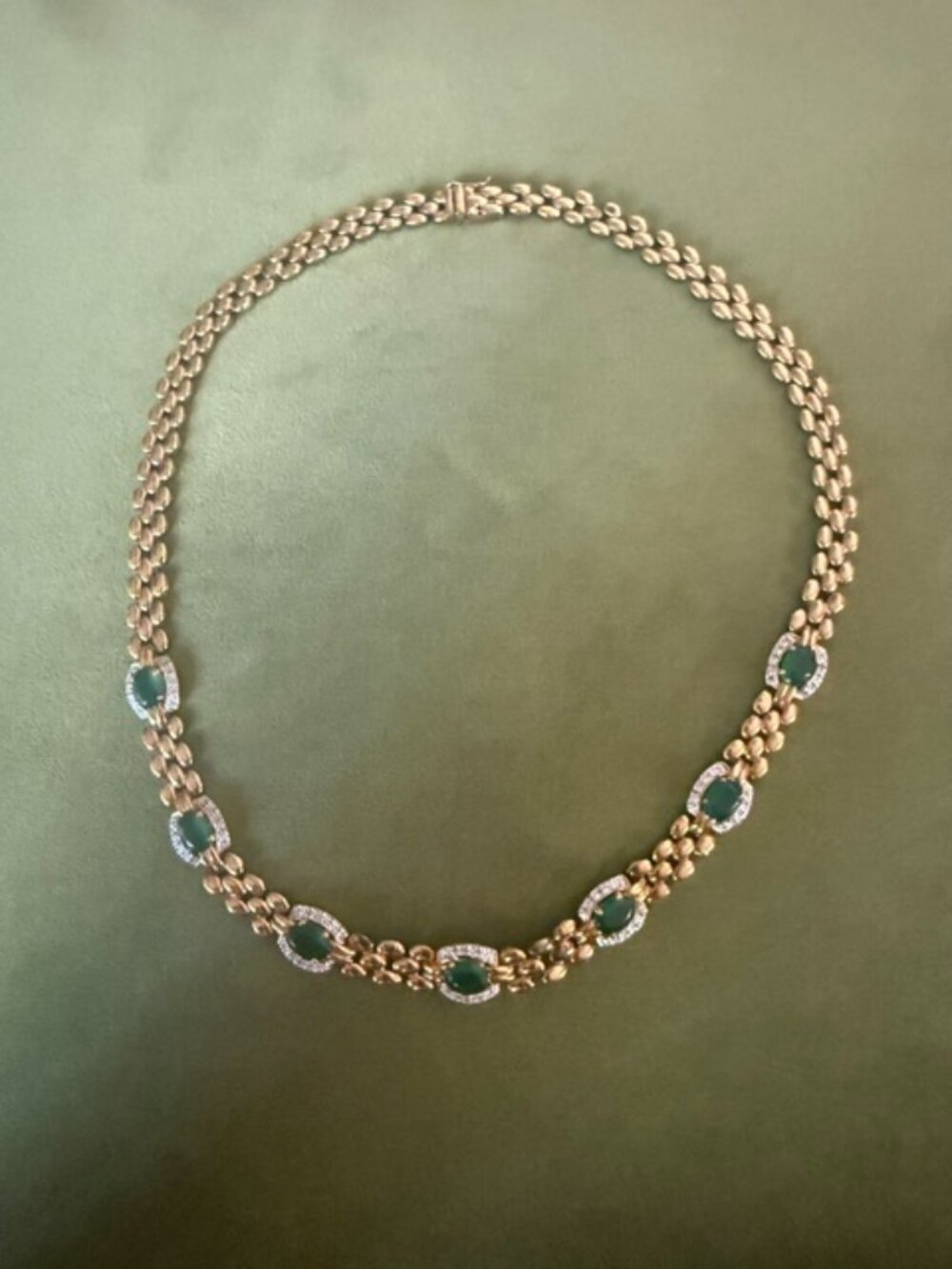 Vintage 925 Gold Vermeil Gem-Set Link Necklace